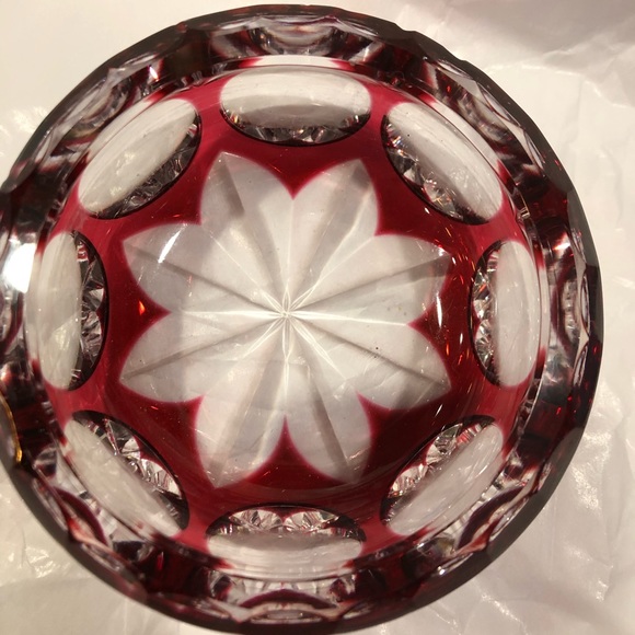 Nachtmann Bramberg Crystal Glass Bowl Cut Cranberry To Clear Czech Bohemian 50’s - Picture 4 of 12